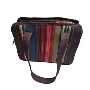 The Company Store Brown Blue Pink Green Striped Bag